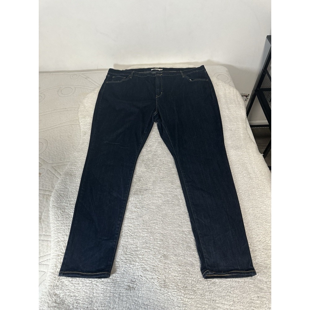 Levi's 721 High Rise Skinny Blue Denim Jeans Size 24W Pants Stretch Dark Wash